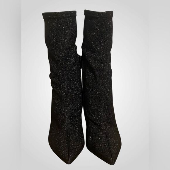 Giampaolo Viozzi ankle boot Luxe metallic black glitter sock boots NWOB size 7.5 - Picture 7 of 10